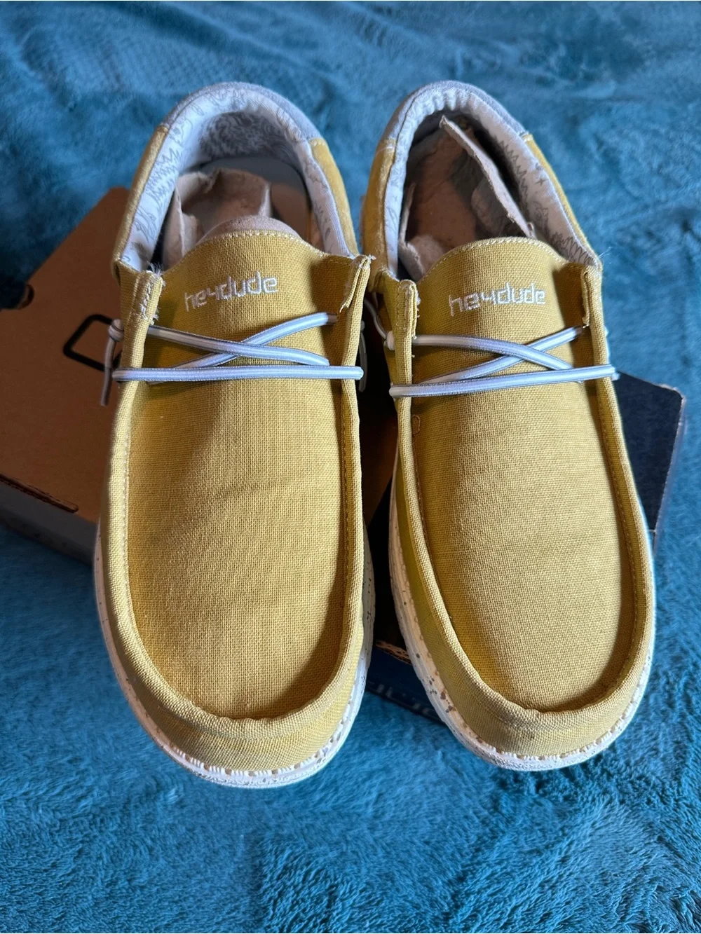 Men’s Hey Dude Canvas Slip-On Sneakers in Mustard Yellow
